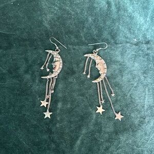 Vintage 80's Silver Moon Earrings